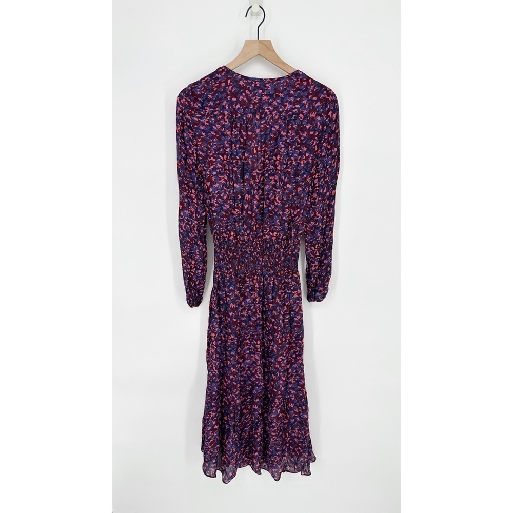 New Parker Elizabeth Ruffle Hi Lo Midi Dress Long Sleeve In Tanzanite Women's Xs — image 3 of 7